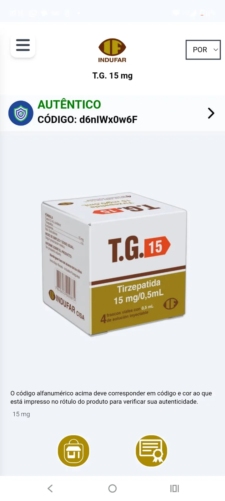 T.G.15mg Tizerpartida caixa c/ 4 ampolas